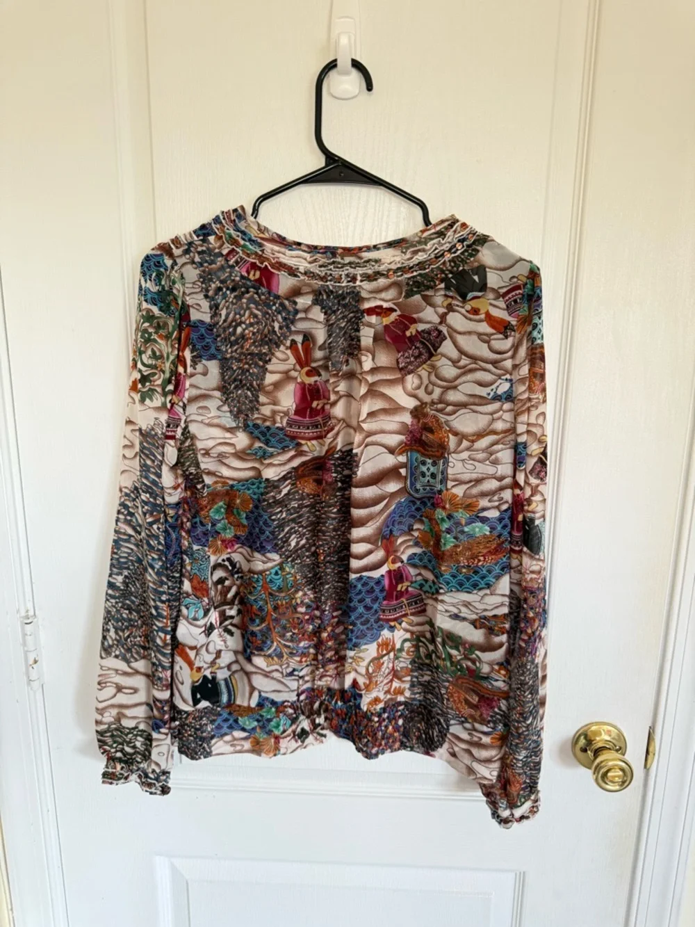 Prada Whimsical Print Vintage 100% Silk Blouse - Picture 9 of 12